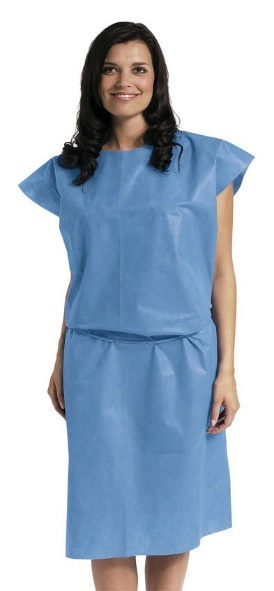Patient Gown SMS Std cut sleeveless blue