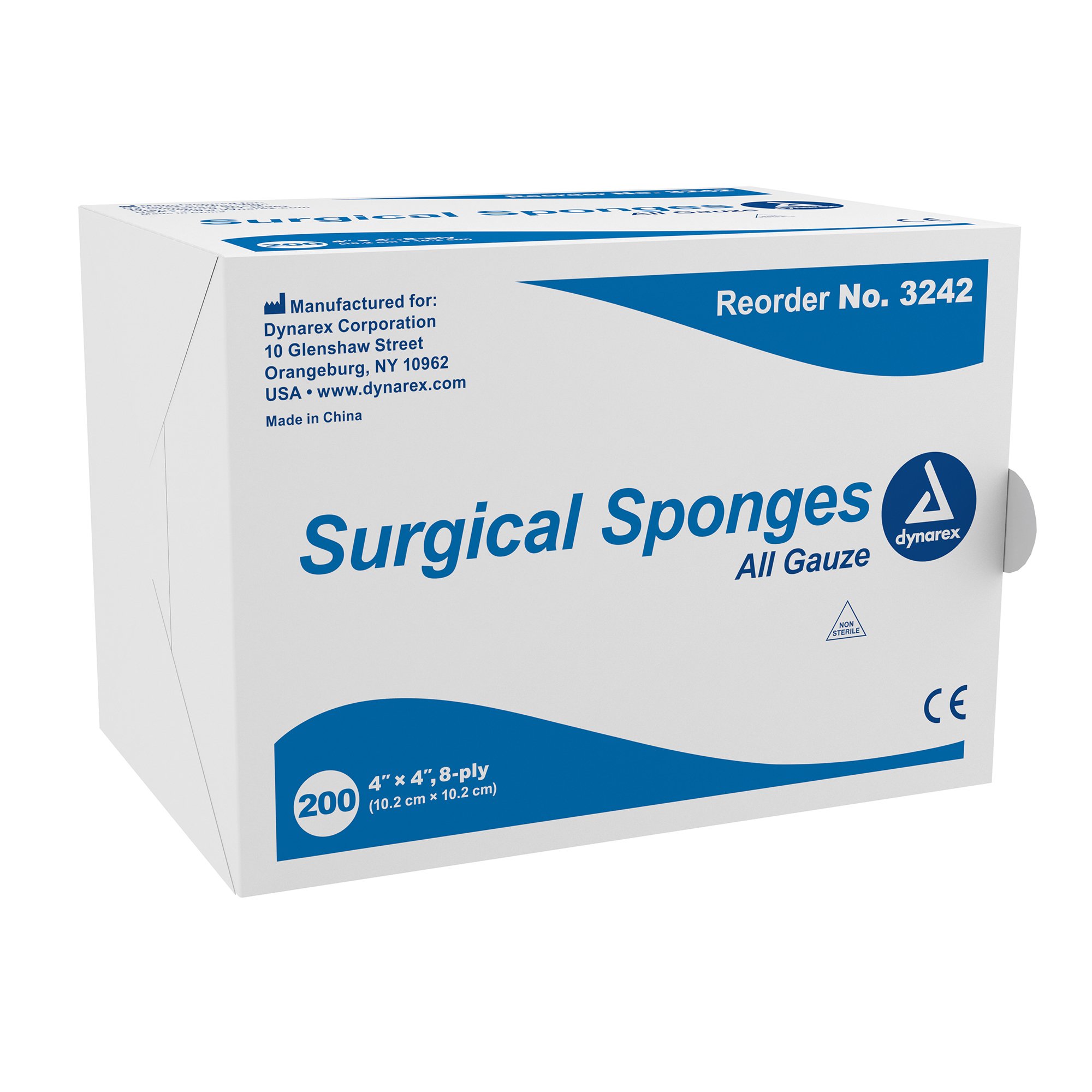 Non-sterile Surgical Gauze Sponge 4" x 4" 8-ply, 200/pk