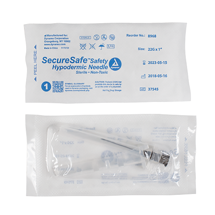 SecureSafe Safety Hypodermic Needle, 22G, 1" Needle - Image 2