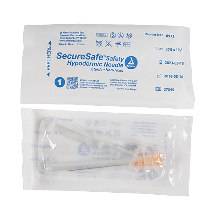 SecureSafe Safety Hypodermic Needle, 25G x 1½" Needle - Image 2