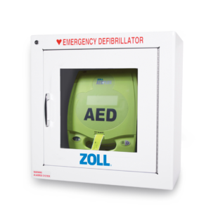 Standard Metal Wall Cabinet with ZOLL Logo Designed to Hold AED Plus